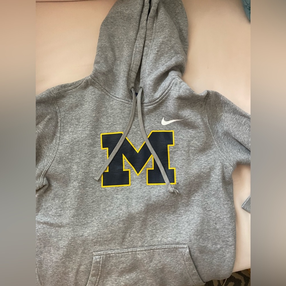 University of Michigan gray sweatshirt, hooded, good quality